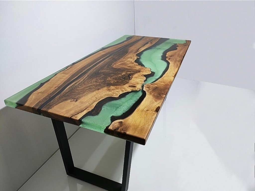 Beautiful Celadon Green Epoxy Resin Dining Table Conference Table Patio Table Coastal Table Coffee Table Living Room Table Bar Counter Table End/Side Table - resinhomefurniture