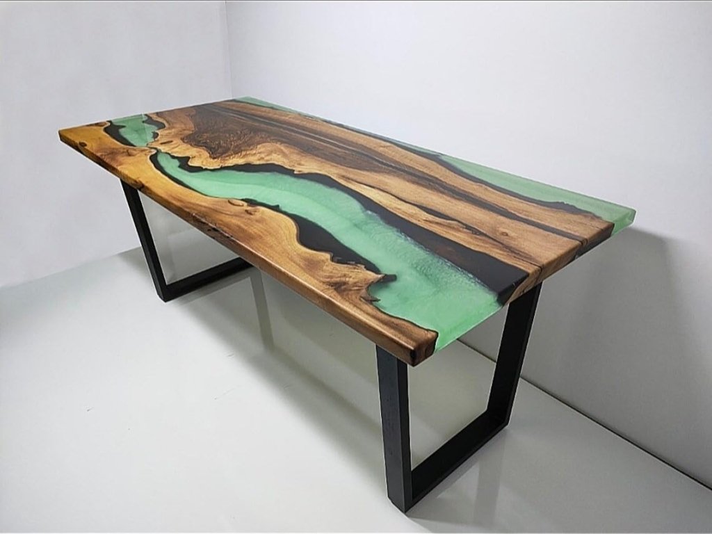 Beautiful Celadon Green Epoxy Resin Dining Table Conference Table Patio Table Coastal Table Coffee Table Living Room Table Bar Counter Table End/Side Table - resinhomefurniture