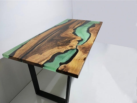 Beautiful Celadon Green Epoxy Resin Dining Table Conference Table Patio Table Coastal Table Coffee Table Living Room Table Bar Counter Table End/Side Table - resinhomefurniture