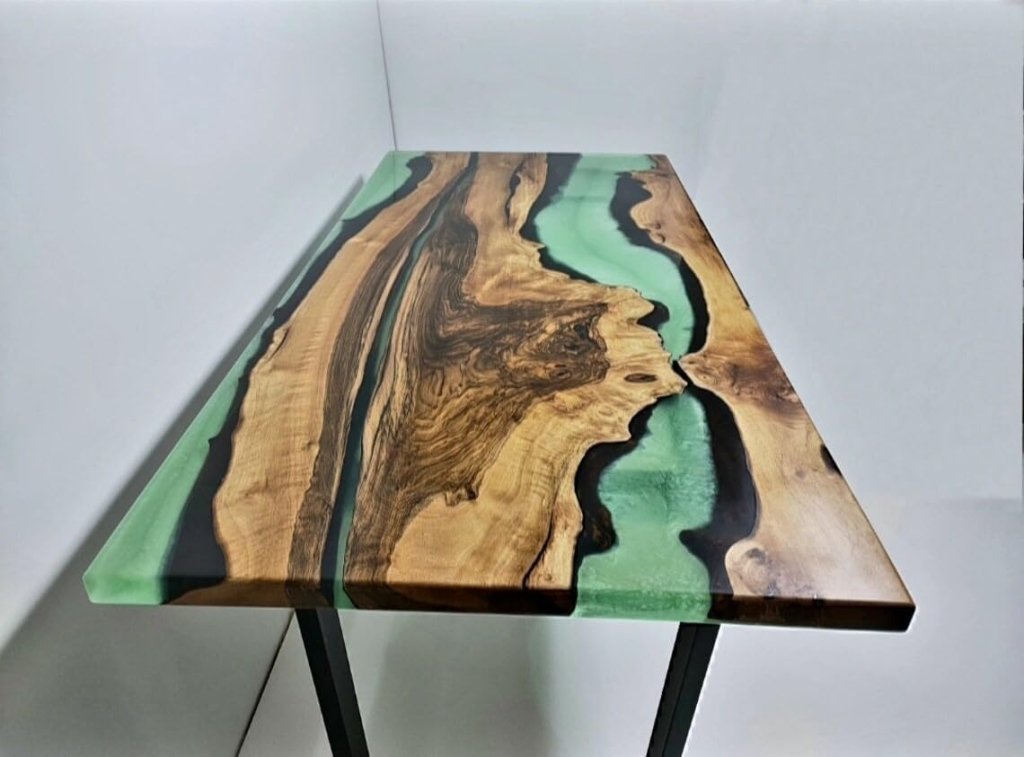 Beautiful Celadon Green Epoxy Resin Dining Table Conference Table Patio Table Coastal Table Coffee Table Living Room Table Bar Counter Table End/Side Table - resinhomefurniture