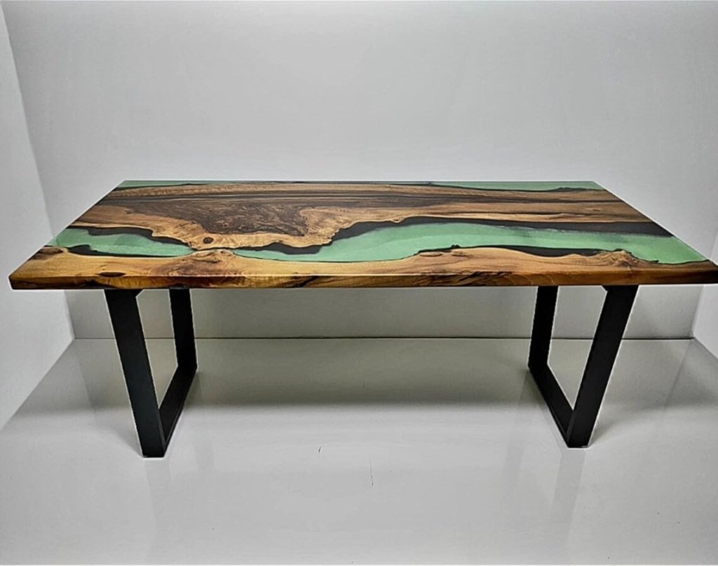 Beautiful Celadon Green Epoxy Resin Dining Table Conference Table Patio Table Coastal Table Coffee Table Living Room Table Bar Counter Table End/Side Table - resinhomefurniture