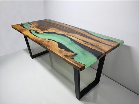 Beautiful Celadon Green Epoxy Resin Dining Table Conference Table Patio Table Coastal Table Coffee Table Living Room Table Bar Counter Table End/Side Table - resinhomefurniture