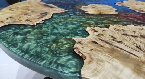 Beautiful Indoor Round Epoxy Resin Multi Color Wooden Dining Table Living Room Table Coffee Table Patio Table Console Table Bar Counter Table Side Table Home Décor - resinhomefurniture