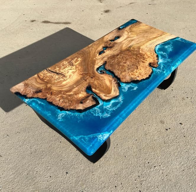 Blue Island Beach Look Epoxy Resin Dining Table Coffee Table End Table Wooden Table Living Room Table Bar Counter Home Décor Side Table Top - resinhomefurniture