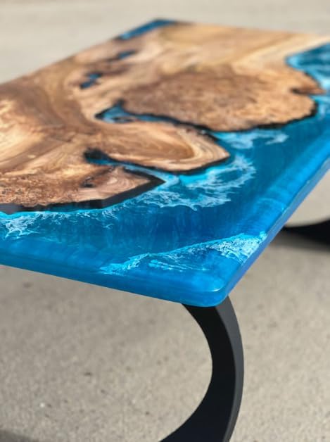 Blue Island Beach Look Epoxy Resin Dining Table Coffee Table End Table Wooden Table Living Room Table Bar Counter Home Décor Side Table Top - resinhomefurniture