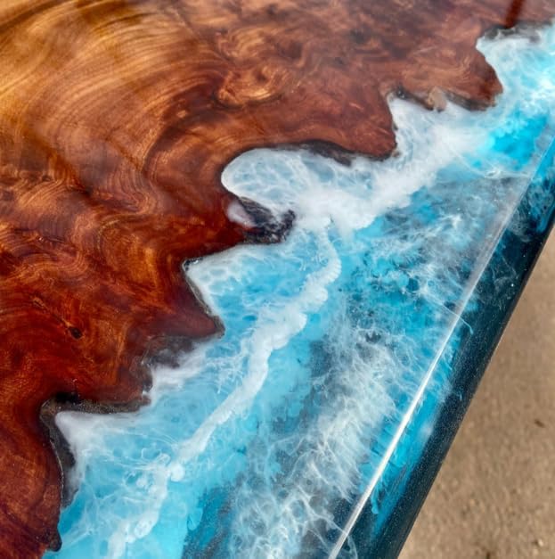 Blue Live Edge with River Epoxy Resin Dining Table Coffee Table End Table Wooden Table Living Room Table Bar Counter Home Décor Side Table Top - resinhomefurniture