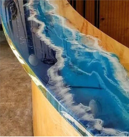 Blue Ocean Look Epoxy Resin Bar Counter Top Dining Table Coffee Table End Table Living Room Table Bar Counter Home Décor Side Table Top Patio Table Conference Table Wall Art - resinhomefurniture