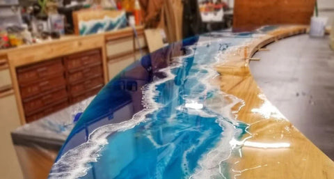 Blue Ocean Look Epoxy Resin Bar Counter Top Dining Table Coffee Table End Table Living Room Table Bar Counter Home Décor Side Table Top Patio Table Conference Table Wall Art - resinhomefurniture