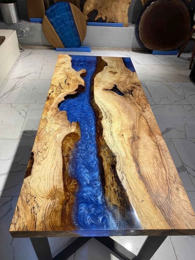 blue - ocean - look - epoxy - resin - dining - table - coffee - table - end - table - living - room - table - bar - counter - home - decor - side - table - top - patio - table - conference - table - wall - art - resinhomefurniture
