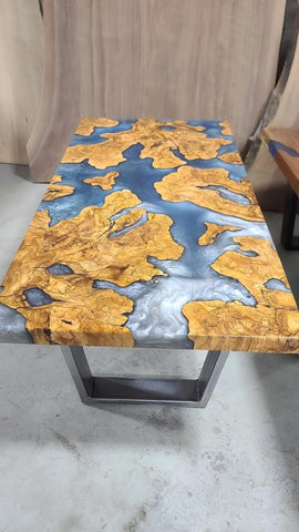 Classic Blue River Flow Epoxy Resin Dining Table Coffee Table End Table Wooden Table Living Room Table Home Decor Confrence Table Table Top End Table - resinhomefurniture