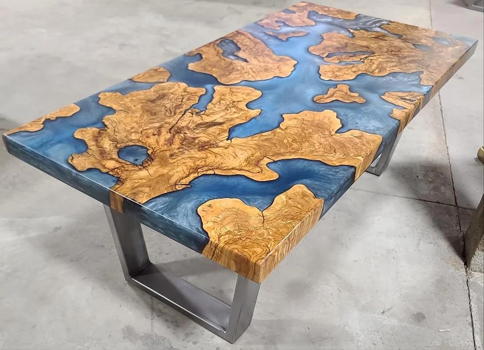Classic Blue River Flow Epoxy Resin Dining Table Coffee Table End Table Wooden Table Living Room Table Home Decor Confrence Table Table Top End Table - resinhomefurniture