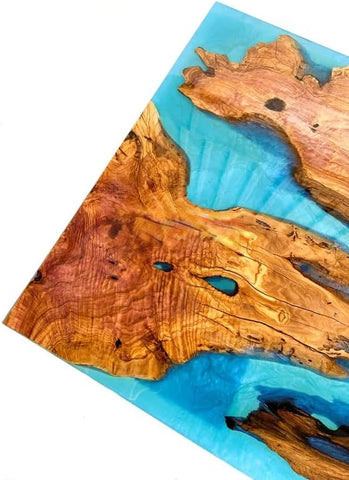 Classic Clear Blue Ocean Look Epoxy Resin Dining Table Coffee Table End Table Wooden Table Living Room Table Bar Counter Home Décor Side Table Top - resinhomefurniture