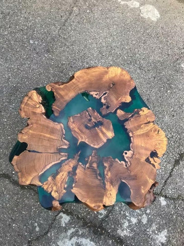 Classic Custom Wood Clear Olive Green Round Coffee Table Resin Table Epoxy Dining Table Living Room Table for 2, 4, 6, 8 Wooden Table Bar Counter Patio Table - resinhomefurniture