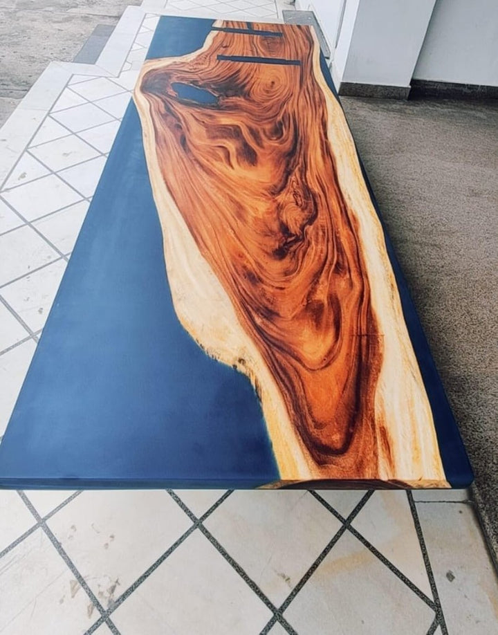 classic - dark - blue - river - look - epoxy - resin - dining - table - coffee - table - end - table - wooden - table - living - room - table - bar - counter - home - decor - side - table - top - resinhomefurniture