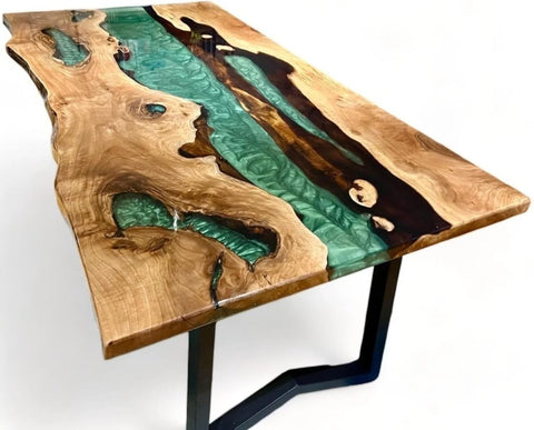 Coastal Green Epoxy Resin Dining Table Console Table Living Room Table Conference Table Patio Table End Table Side Table Coffee Table Bar Counter Table Home Décor - resinhomefurniture