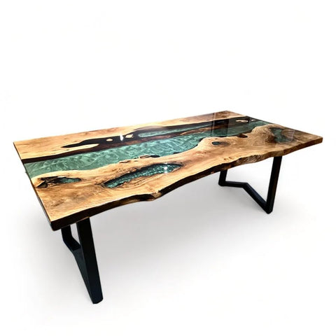 Coastal Green Epoxy Resin Dining Table Console Table Living Room Table Conference Table Patio Table End Table Side Table Coffee Table Bar Counter Table Home Décor - resinhomefurniture