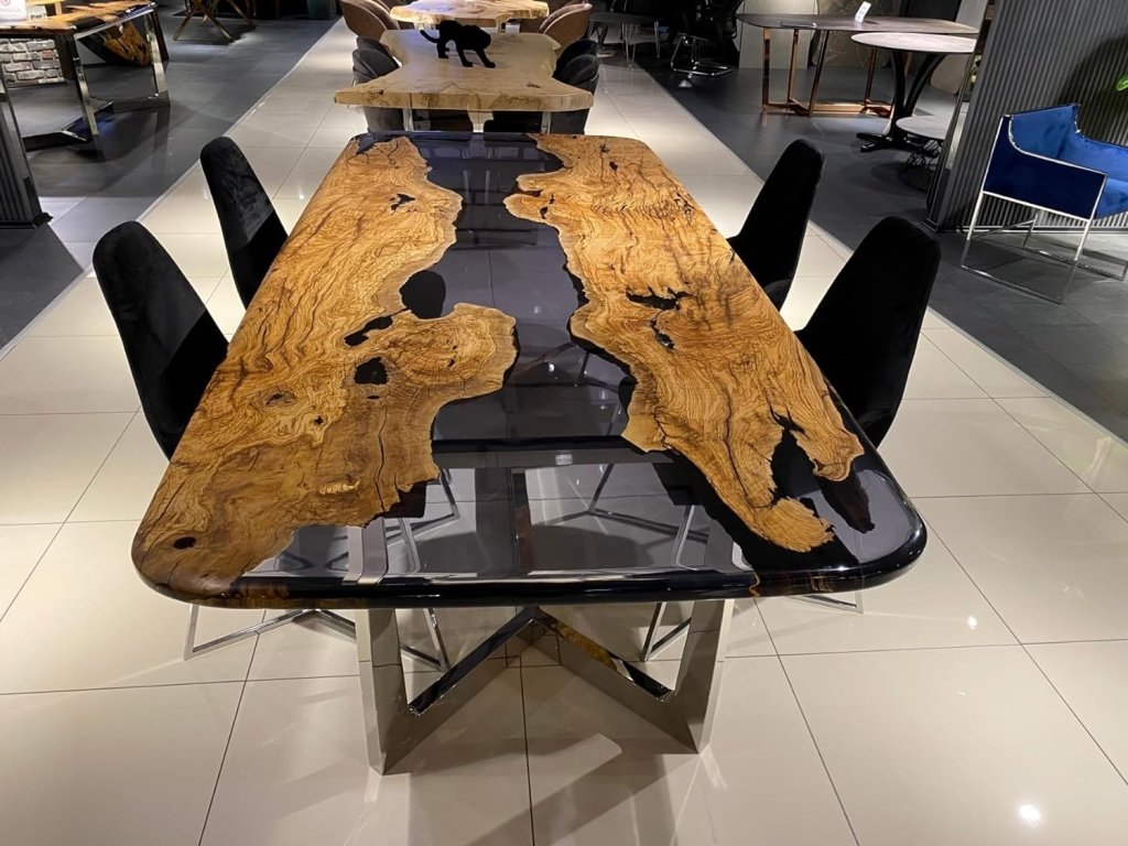 custom - dark - wood - with - transparent - black - river - look - resin - table - epoxy - dining - table - coffee - table - end - table - bar - counter - top - living - room - table - wall - art - wooden - table - resinhomefurniture