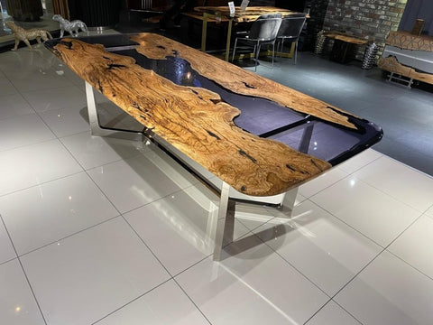 Custom Dark Wood with Transparent Black River Look Resin Table Epoxy Dining Table Coffee Table End Table Bar Counter Top Living Room Table Wall Art Wooden Table - resinhomefurniture