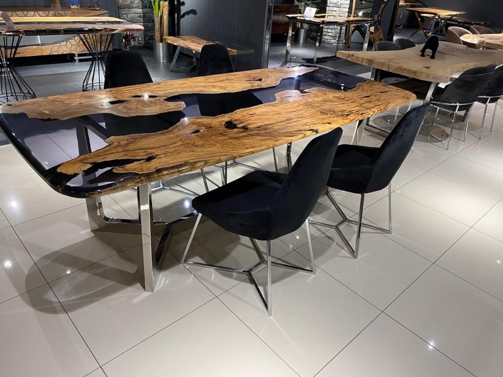 custom - dark - wood - with - transparent - black - river - look - resin - table - epoxy - dining - table - coffee - table - end - table - bar - counter - top - living - room - table - wall - art - wooden - table - resinhomefurniture