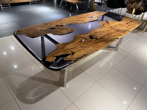 Custom Dark Wood with Transparent Black River Look Resin Table Epoxy Dining Table Coffee Table End Table Bar Counter Top Living Room Table Wall Art Wooden Table - resinhomefurniture
