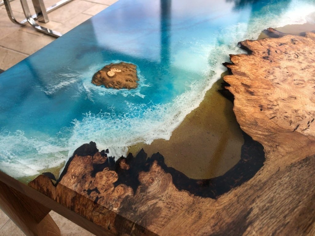 custom - made - blue - river - look - epoxy - resin - dining - table - coffee - table - end - table - wooden - table - living - room - table - bar - counter - home - decor - side - table - top - resinhomefurniture