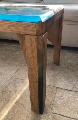 Custom Made Blue River Look Epoxy Resin Dining Table Coffee Table End Table Wooden Table Living Room Table Bar Counter Home Décor Side Table Top - resinhomefurniture