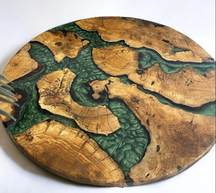 custom - made - round - with - classic - green - epoxy - table - dining - table - coffee - table - end - table - bar - counter - top - living - room - table - wall - art - wooden - table - resinhomefurniture