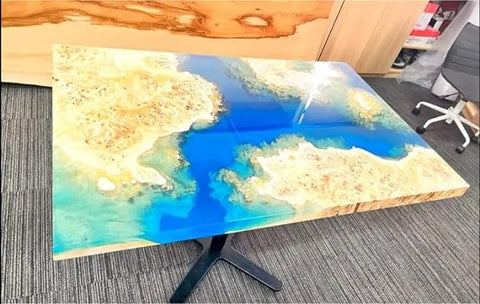 Custom Made Unique Wood with Multi Colour Epoxy Resin Table Epoxy Dining Table Coffee Table End Table Bar Counter Top Living Room Table Wall Art Wooden Table - resinhomefurniture