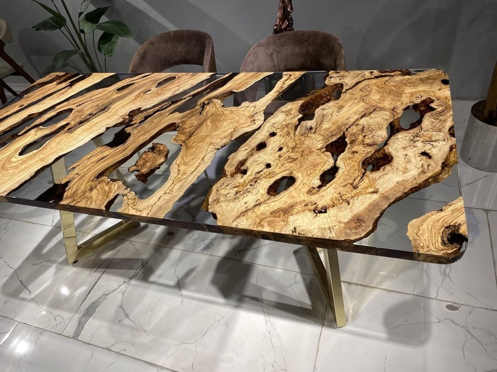 custom - made - unique - wood - with - transparent - black - epoxy - resin - table - epoxy - dining - table - coffee - table - end - table - bar - counter - top - living - room - table - wall - art - wooden - table - resinhomefurniture