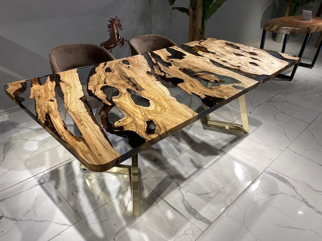 custom - made - unique - wood - with - transparent - black - epoxy - resin - table - epoxy - dining - table - coffee - table - end - table - bar - counter - top - living - room - table - wall - art - wooden - table - resinhomefurniture