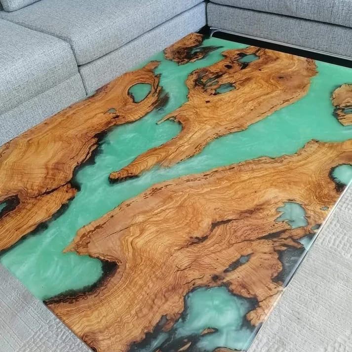 Custom Made Wood with Multi Green River Look Epoxy Dining Table Resin Coffee Table End Table Bar Counter Top Living Room Table Wall Art Wooden Table Home Decor - resinhomefurniture