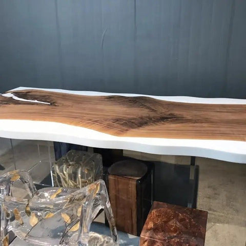 Custom Wood With Ice Look Resin Epoxy Table Coastal table Top Dining Table Coffee Table Side/End Table Bar Counter Home D?cor - resinhomefurniture