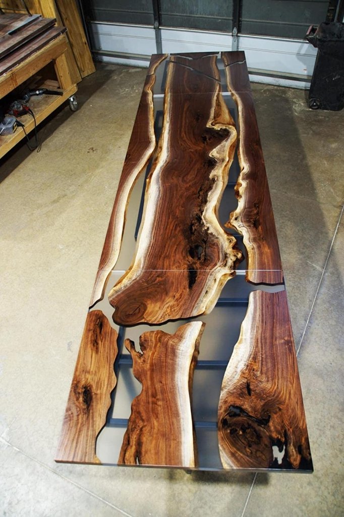 Customizable Dining Table & End Table Set with Clear Epoxy Resin - resinhomefurniture