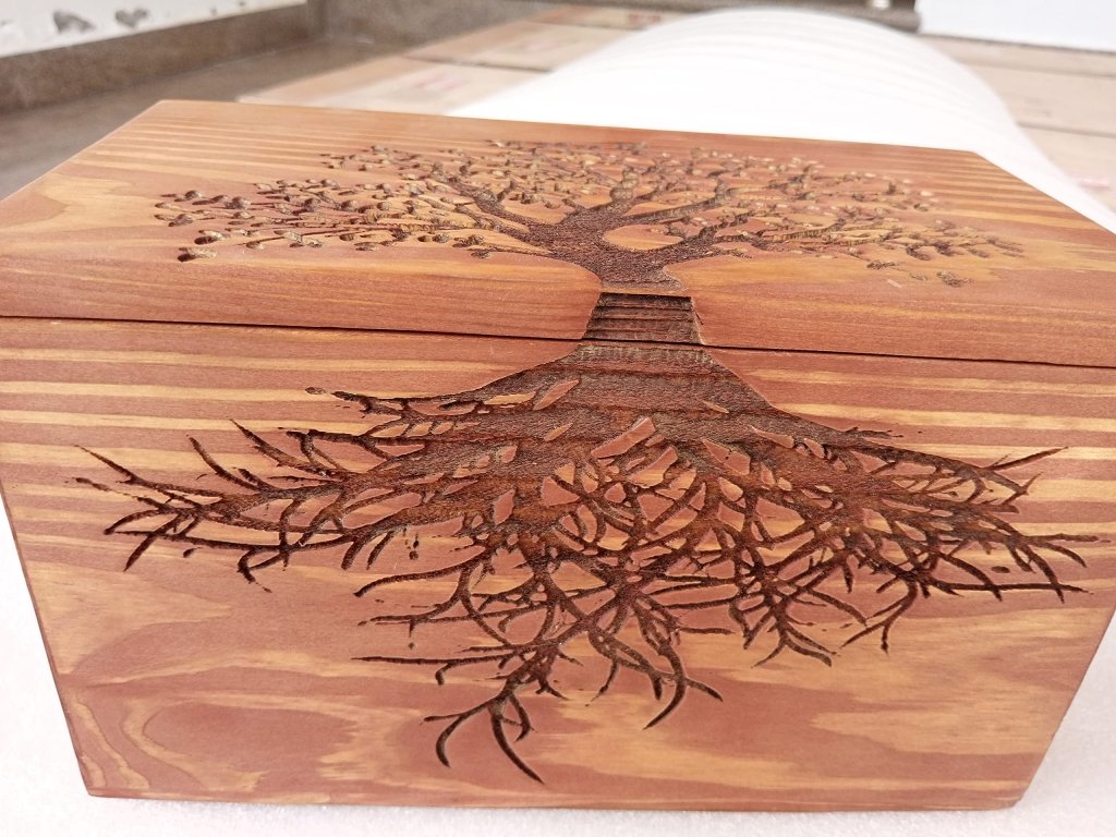 Customizable Wooden Adult Urns Or Pet Cremation Urns Human Ashes Decorative Wooden Urns for Ashe Burial Funeral Urns, Tree Embossed (Brown) - resinhomefurniture
