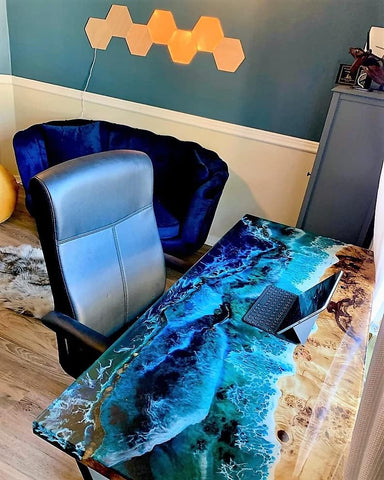 Customized epoxy Resin Solid Wood Opaque Dining, Coffee, Conference Table for Living, Dining and Office - resinhomefurniture