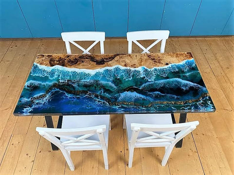 Customized epoxy Resin Solid Wood Opaque Dining, Coffee, Conference Table for Living, Dining and Office - resinhomefurniture