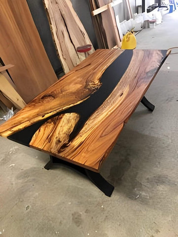 Customized epoxy Resin Solid Wood Opaque Dining, Coffee, Conference Wooden Table for Living, Dining and Office - resinhomefurniture