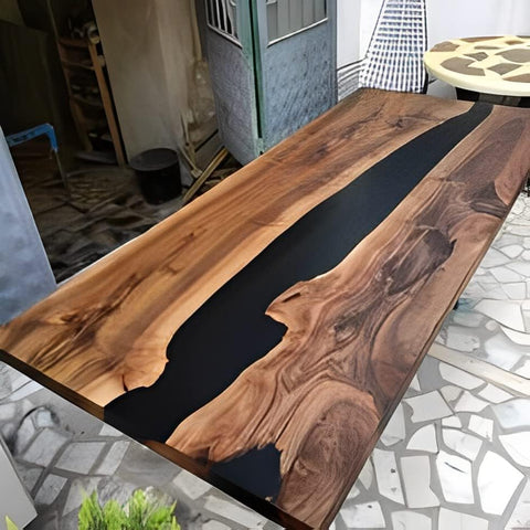 Customized epoxy Resin Solid Wood Opaque Dining, Coffee, Conference Wooden Table for Living, Dining and Office - resinhomefurniture