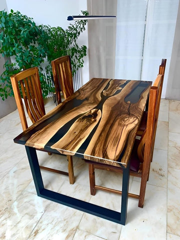 Customized epoxy Resin Solid Wood Opaque Dining, Coffee, Conference Wooden Table for Living, Dining and Office - resinhomefurniture
