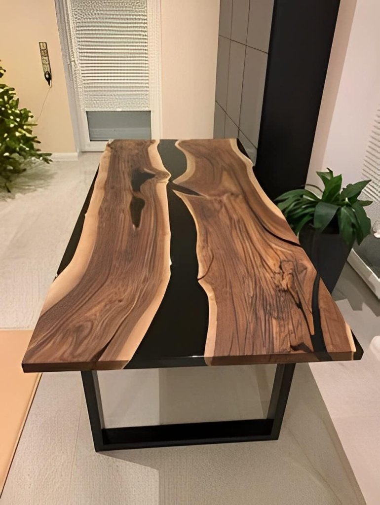 Customized epoxy Resin Solid Wood Opaque Dining, Coffee, Conference Wooden Table for Living, Dining and Office - resinhomefurniture
