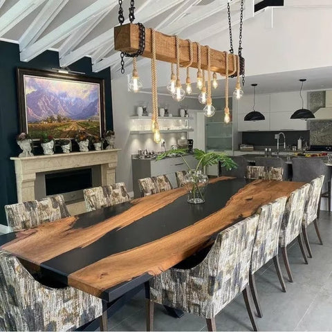 Customized epoxy Resin Solid Wood Opaque Dining, Coffee Wooden Table - resinhomefurniture