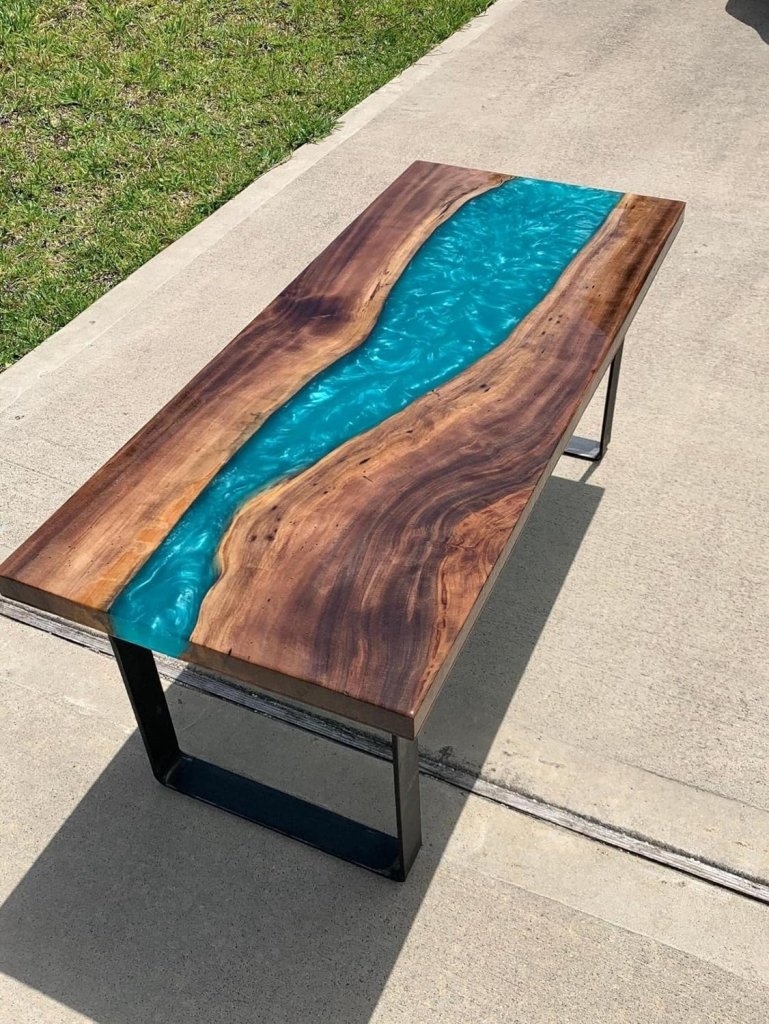 Customized epoxy Resin Solid Wood Opaque Table, Dining Table, Living Room Table, Wooden Epoxy Coffee Table, Side Table - resinhomefurniture