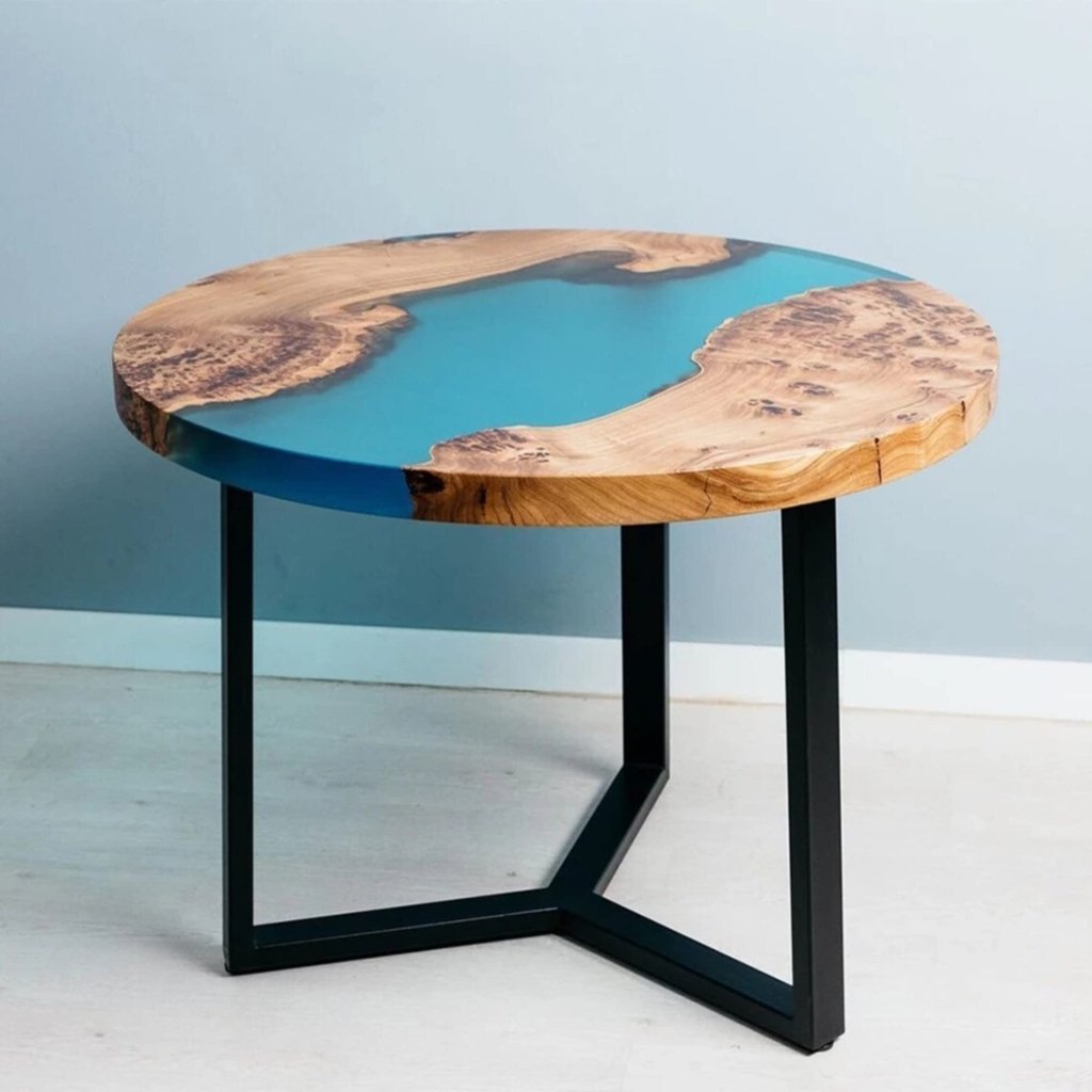 Customized Epoxy Resin, Turquoise Blue Table, Solid Wood Table, Epoxy River Top for 2, 4, 6, 8 Coffee Table Top, Living Room Table, Epoxy Bar Counter - resinhomefurniture