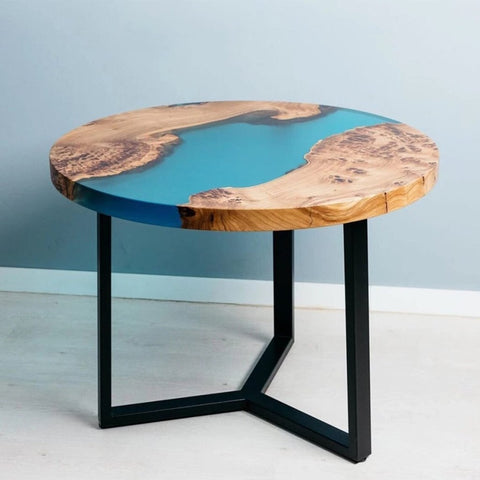 Customized Epoxy Resin, Turquoise Blue Table, Solid Wood Table, Epoxy River Top for 2, 4, 6, 8 Coffee Table Top, Living Room Table, Epoxy Bar Counter - resinhomefurniture