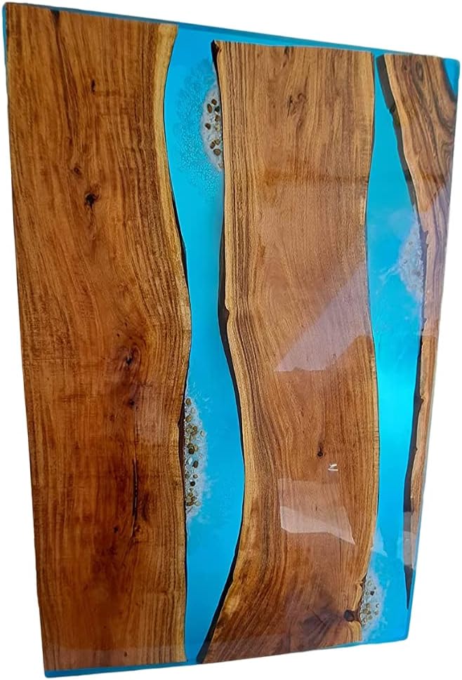 Customized Large Epoxy Table, Blue Resin Dining Table for 2, 4, 6, 8 Doble River with Stone Table, Epoxy Coffee Table, Living Room Table, Home décor - resinhomefurniture