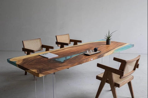 Customized Large Epoxy Table, Blue Resin Dining Table for 2, 4, 6, 8 Mini Lake Table, Epoxy Coffee Table, Living Room Table, Home décor - resinhomefurniture