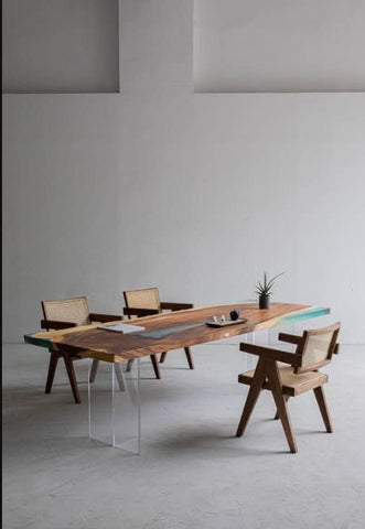 Customized Large Epoxy Table, Blue Resin Dining Table for 2, 4, 6, 8 Mini Lake Table, Epoxy Coffee Table, Living Room Table, Home décor - resinhomefurniture