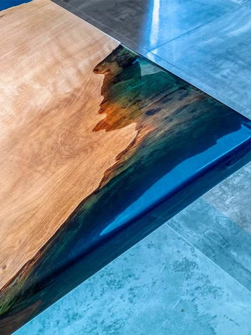 Customized Large Epoxy Table, Blue River Look ,Dining Table for 2, 4, 6, 8, Living Room Table Epoxy Coffee Table Top, Resin Bar Counter - resinhomefurniture