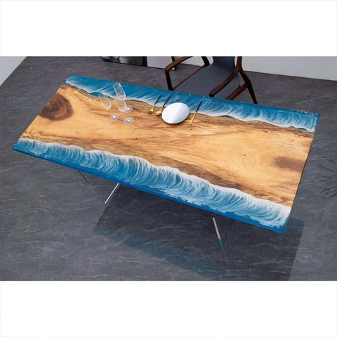 Customized Large Epoxy Table, Classic Live Edge Ocean Look, Resin Dining Table for 2, 4, 6, 8, Epoxy Coffee Table, Living Room Table, Home décor - resinhomefurniture