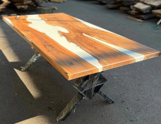 Customized Large Epoxy Table, Classic White Epoxy, Resin Dining Table for 2, 4, 6, 8, Epoxy Coffee Table, Living Room Table, Home décor - resinhomefurniture